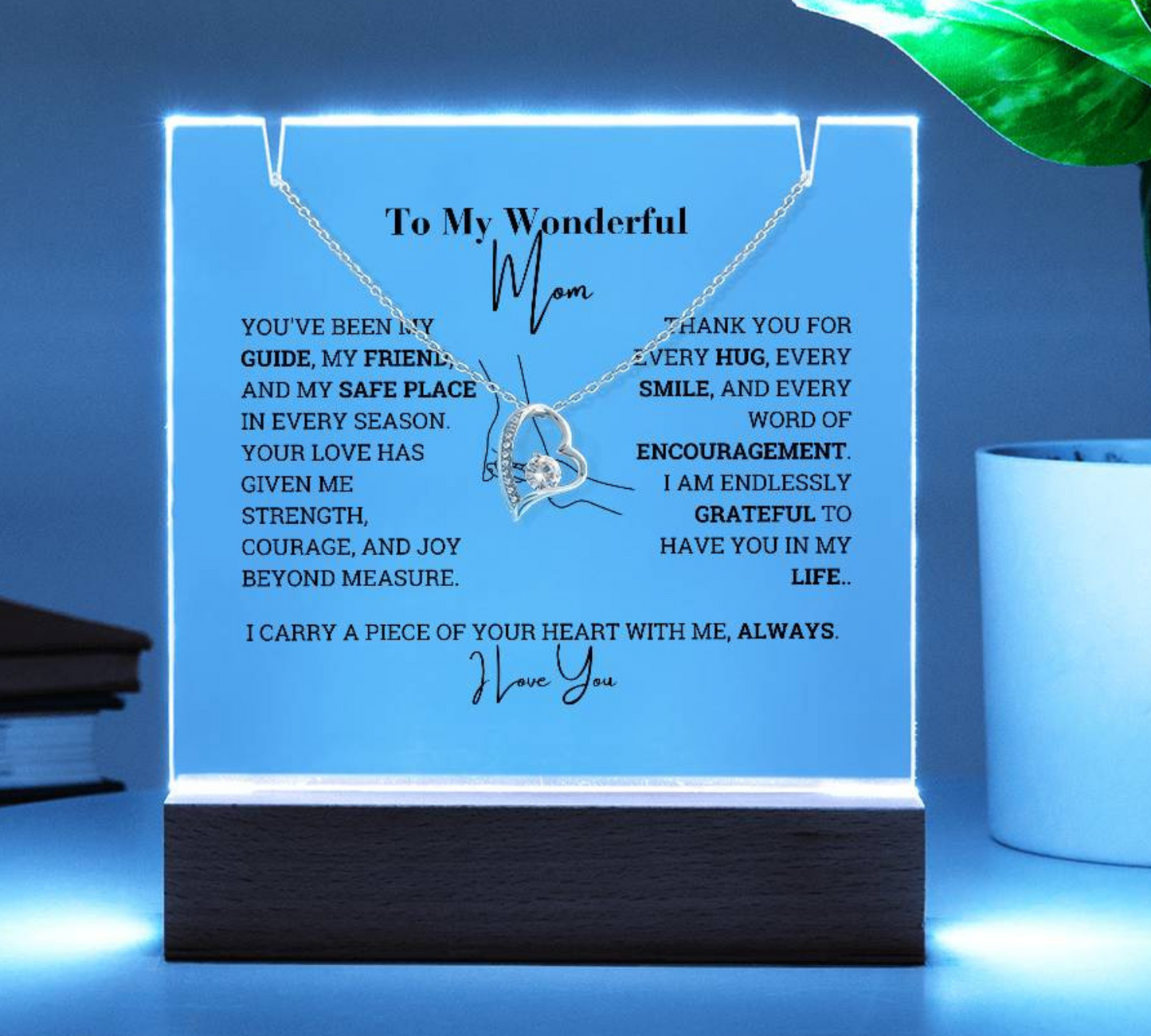 To My Wonderful Mom Keepsake | Lamp and Necklace