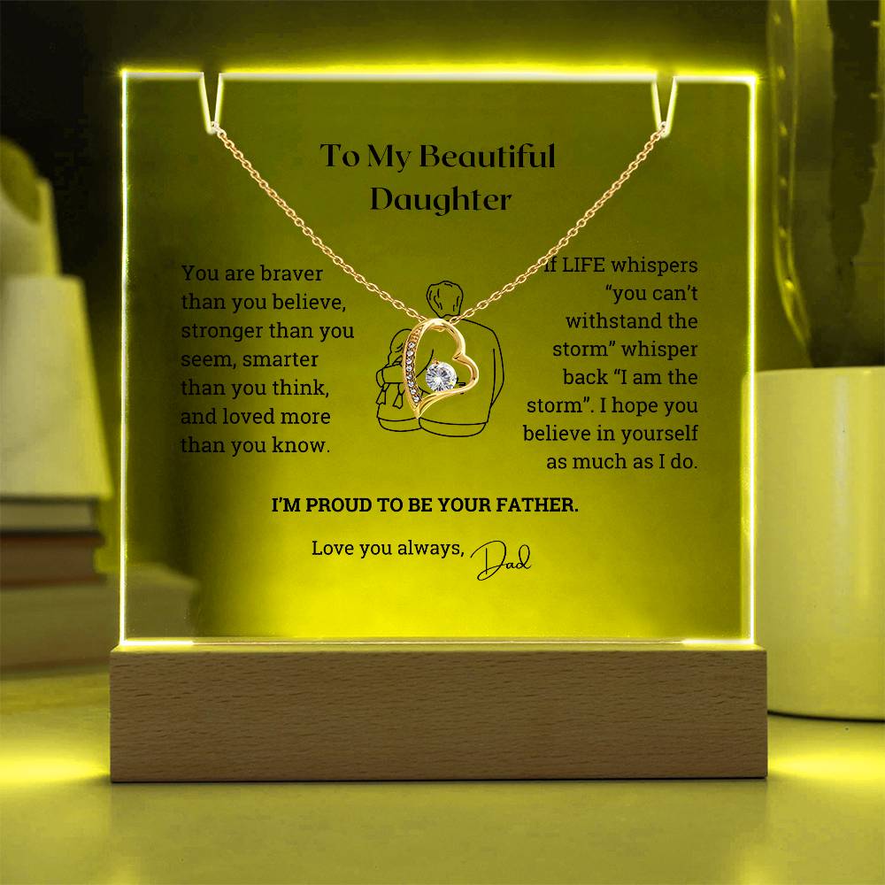 To My Daughter Keepsake | Lamp and Necklace